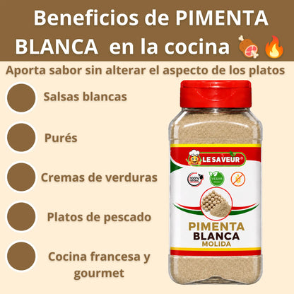 Pimienta Blanca Molida Premium | Especia Natural para Cocina Mediterránea | White Pepper Powder