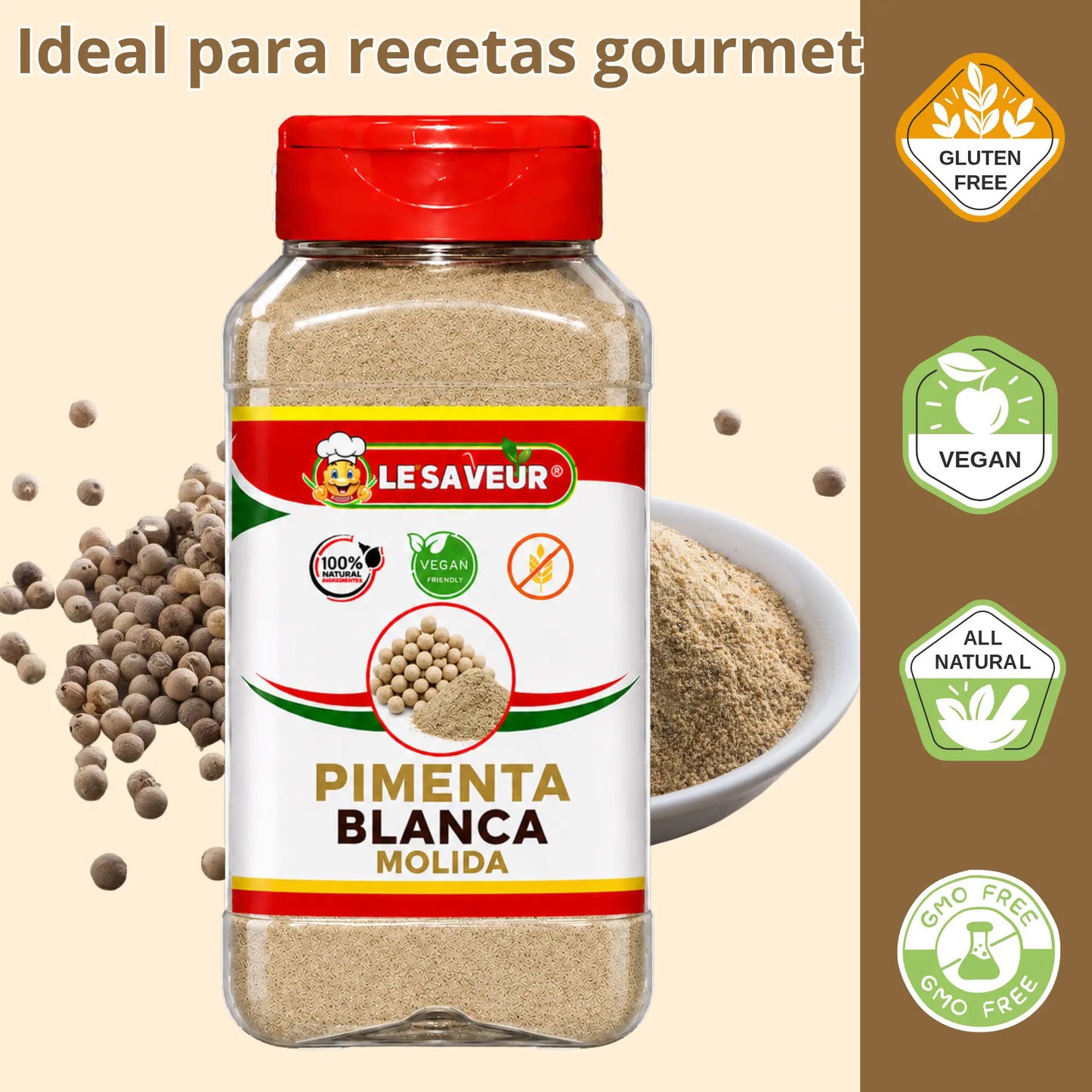 Pimienta Blanca Molida Premium | Especia Natural para Cocina Mediterránea | White Pepper Powder